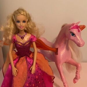 Barbie Diamond Castle Lot Liana and Pink flying Horse